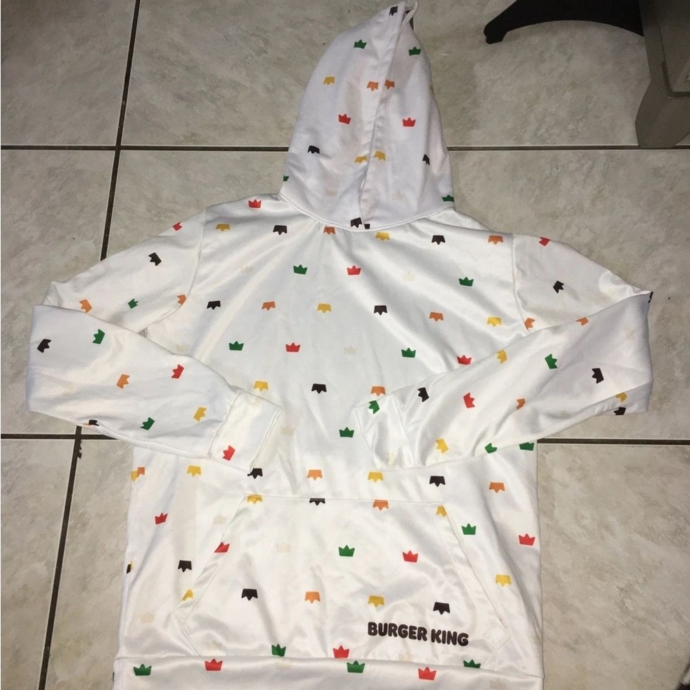 NEW & RARE BURGER KING Hoodie - Multicolor Crown Print